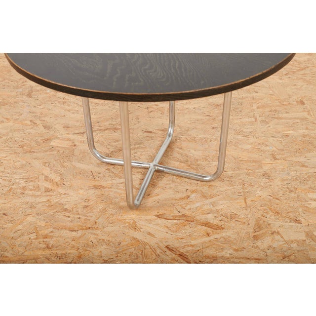 Black Side Table in Chrome-Plated Tubular Steel with Black Ash Veneer Top For Sale - Image 8 of 10