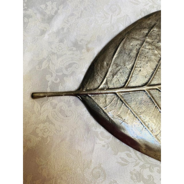 Contemporary Hand Made Glass Mosaic on Michael Aram Molded Nickel Silver Leaf Platter For Sale - Image 11 of 12