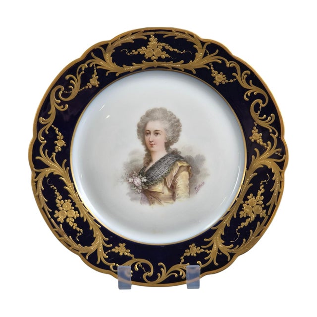 Cobalt Royal Blue Portrait Plate from Paris Porcelain, 1870s For Sale - Image 11 of 11
