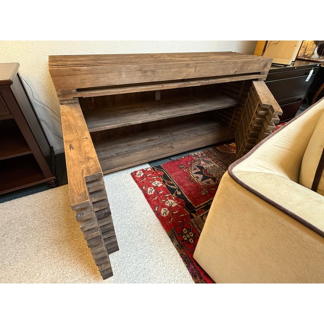 Contemporary Restoration Hardware Reclaimed Timber Slat Sideboard For Sale - Image 3 of 12