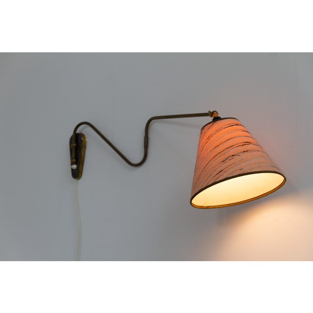 Mid-Century Modern Danish Articulating Brass Wall Light, Denmark, 1940s For Sale - Image 3 of 18