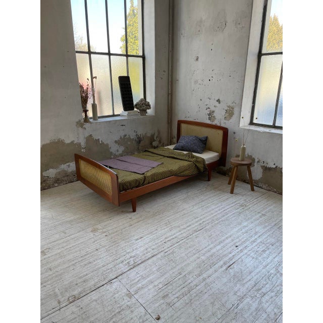 Teak and Cane Bed attributed to Roger Landault, 1960s For Sale - Image 6 of 18