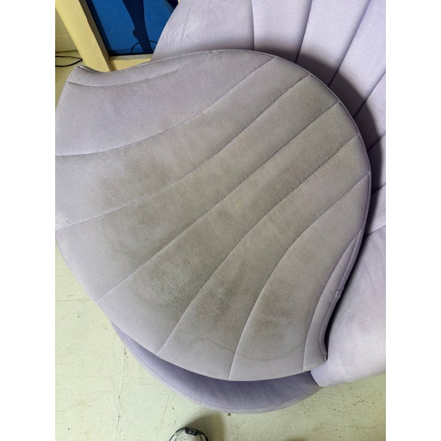 1970s Pair of Milo Baughman Clam Shell Swivel Chairs in Lilac For Sale - Image 9 of 11