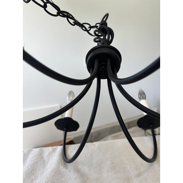 Metal 1990s Hubbardton Forge Hand-Forged Wrought Iron 6-Arm Candelabra Chandelier For Sale - Image 7 of 11