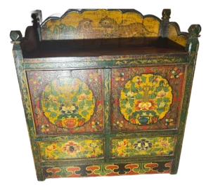 Antique Tibetan Hand Painted Cabinet