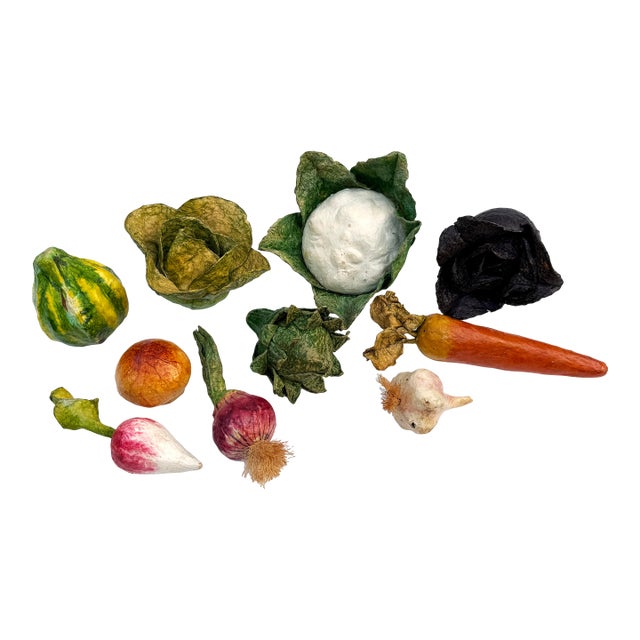 Vintage Handmade Papier-Mâché Vegetables - Set of 10 For Sale