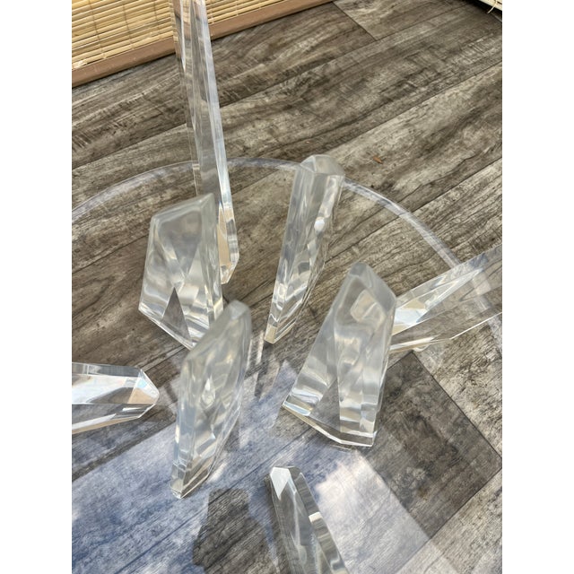 Hollywood Regency Stalagmitel Lucite Base With Glass Top Coffee Table. Circa 1970s For Sale - Image 15 of 18