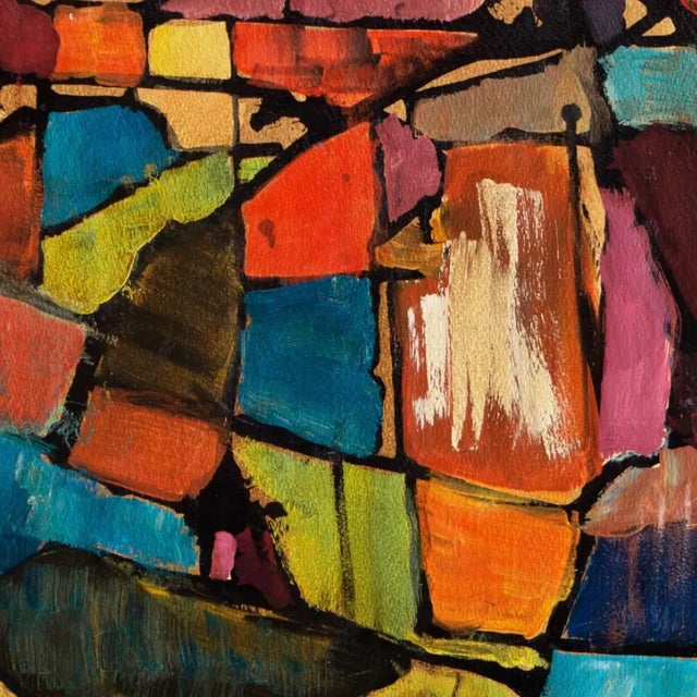 'Abstract in Coral and Turquoise' by Pearl Took, 1968, Woman Artist, Pasadena, Otis Art Institute, Parsons School of Design For Sale - Image 4 of 10