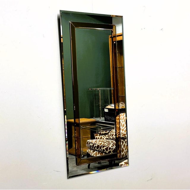 Large German Beveled Mirror with Bronze-Tinted Border from Schöninger, 1980s For Sale - Image 6 of 11