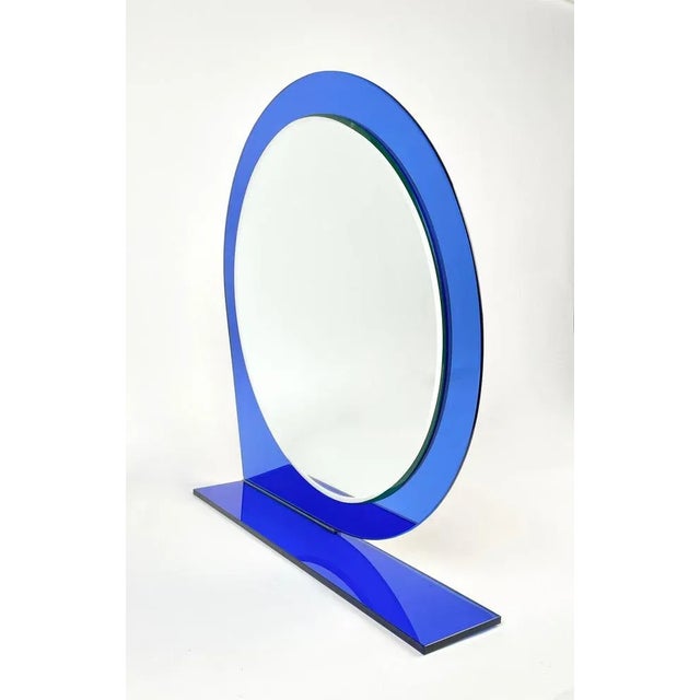1970s Mid-Century Blue Wall Mirror & Shelf by Sena Cristal, 1970s For Sale - Image 5 of 13