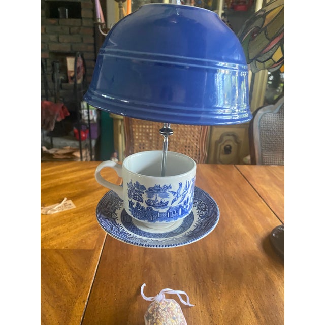 Blue Churchill Blue Willow Teacup Bird Feeder For Sale - Image 8 of 12