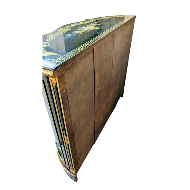 Vintage Victorian Credenza Marquetry Display Cabinet Carved and Painted by Hand For Sale - Image 13 of 14