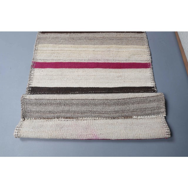 Vintage Turkish Oushak Handmade Wool Cotton White Beige Small Area Rug For Sale - Image 10 of 11