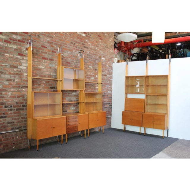 Large Czechoslovakian Modernist Oak and Walnut Freestanding Wall Unit by Jitona For Sale - Image 13 of 13