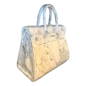 Marble Hermes Birkin Bag Sculpture in Carrara Marble
