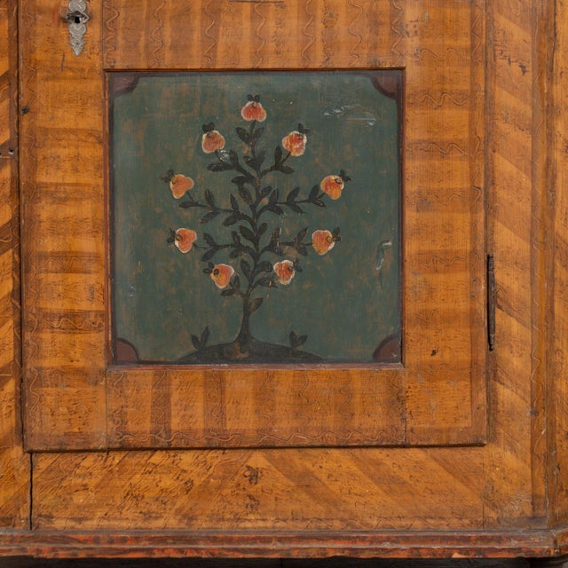 Original Hand Painted 19th Century Pine Single Door Armoire, Hungary For Sale - Image 9 of 15