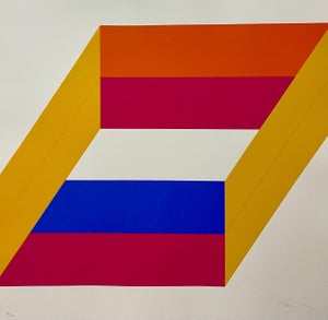 Charles Hinman, 1969-71 Abstract Minimalist Color Silkscreen Print Charles Hinman On The Bowery, 1969-1971