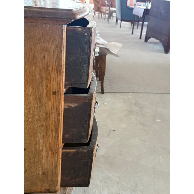 French Provincial Serpentine Commode in Carved Oak With Inlay, 18th Century For Sale - Image 9 of 9