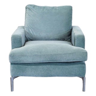 Eq3 Eve Modern Lounge Chair in Soft Blue Fabric For Sale