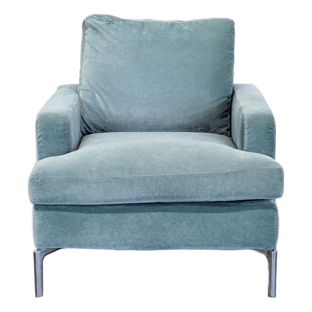 Eq3 Eve Modern Lounge Chair in Soft Blue Fabric For Sale