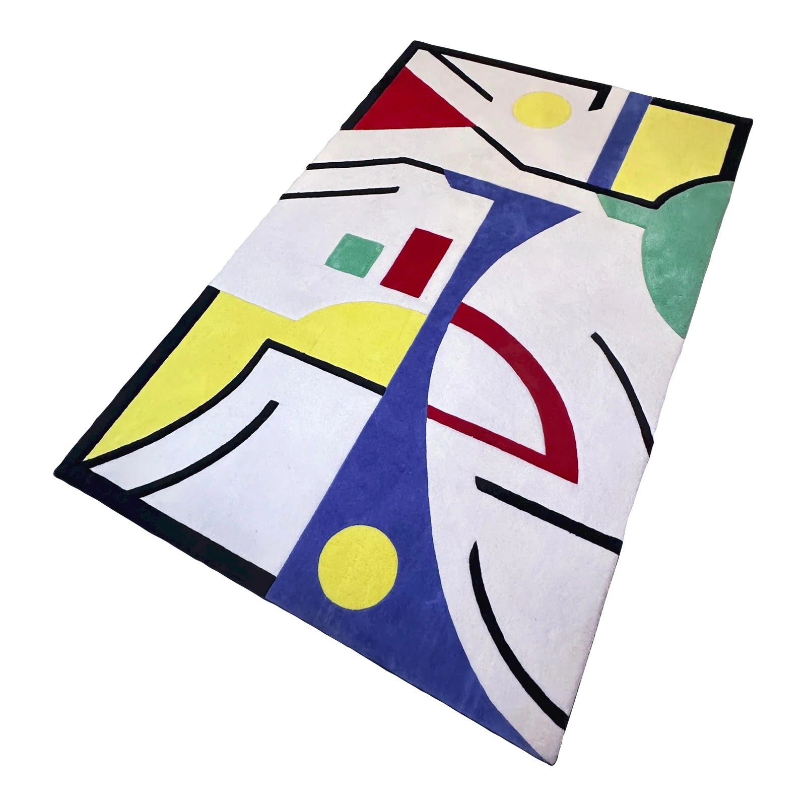 90s Postmodern Custom Abstract Geometric Rug | Chairish