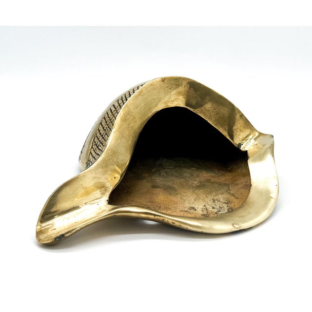 Arthur Court Vintage Oversized Brass Conch Shell Wall Pocket / Planter – Coastal / Hollywood Regency For Sale - Image 4 of 10