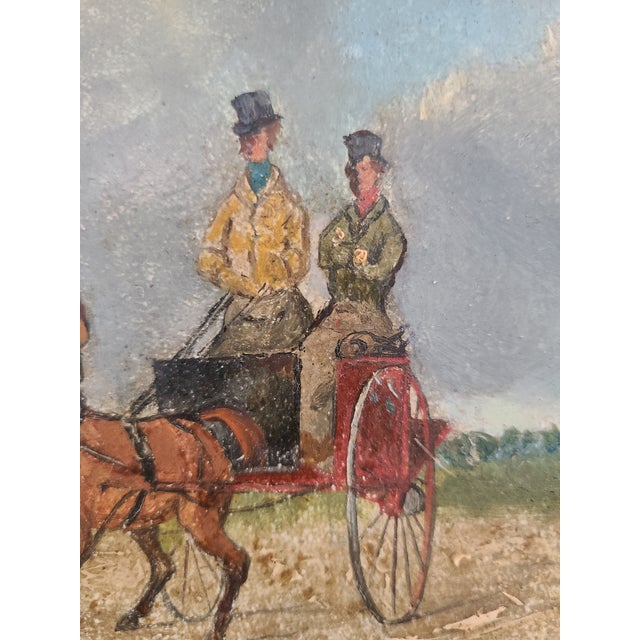 Small Antique 19th Century English Oil Painting Equestrian Sporting Scene For Sale In Los Angeles - Image 6 of 12