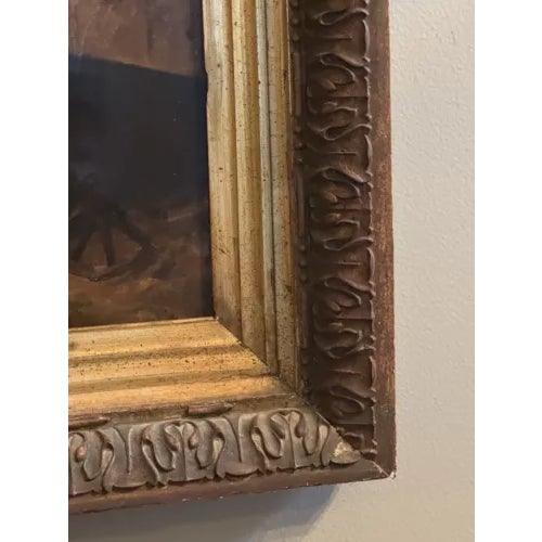 E. Allum 1886 Oil on Canvas Gathering the Chickens Framed Victorian Painting For Sale - Image 11 of 12