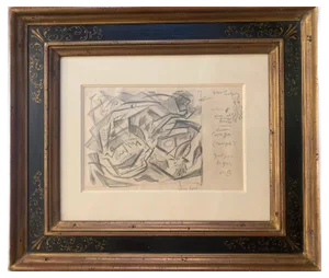 André Masson, Le combat des poissons, 1940s, Pencil, Framed