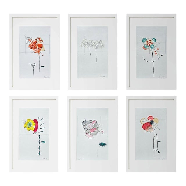 Set of 6 - Organic Modern Minimalist Flower Studies | Botanical Paintings | Herbarium Wall Art | Unframed For Sale
