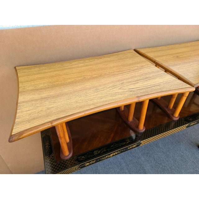 Vintage Bamboo Serving Side Tables - a Pair For Sale - Image 4 of 9