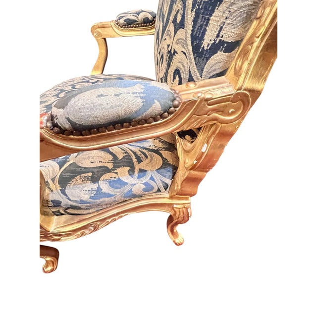 Mid 20th Century Pair of Louis XV Style Giltwood Fauteuil Chairs For Sale - Image 14 of 17