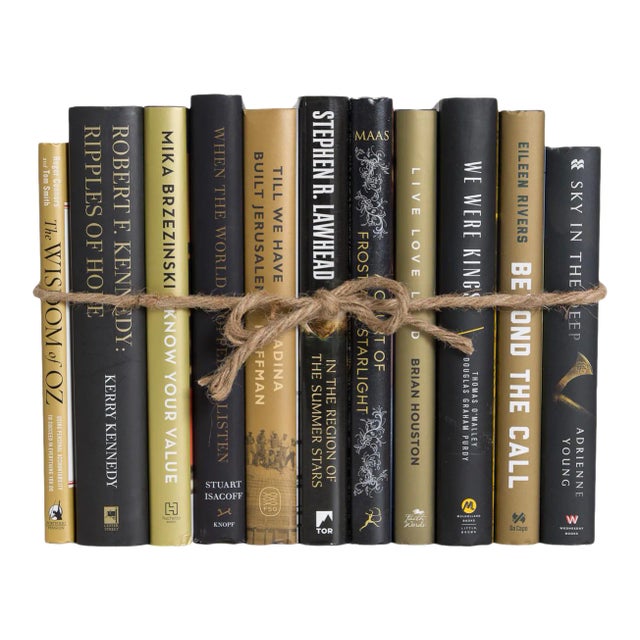Decorative Books - Gilded Onyx Dust Jacket Book Bundle - 1 Foot of Black Books For Sale