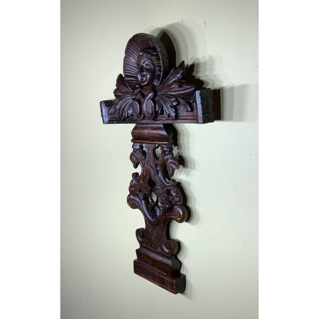 Antique 1900s Italian Hand Carving Wood Wall Hanging For Sale - Image 4 of 11