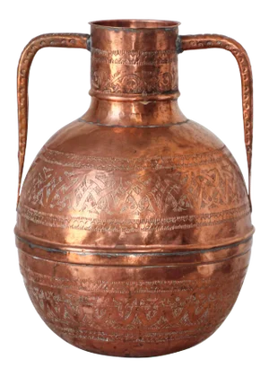 Middle Eastern Copper Islamic Art Vase Engraved with Moorish Design