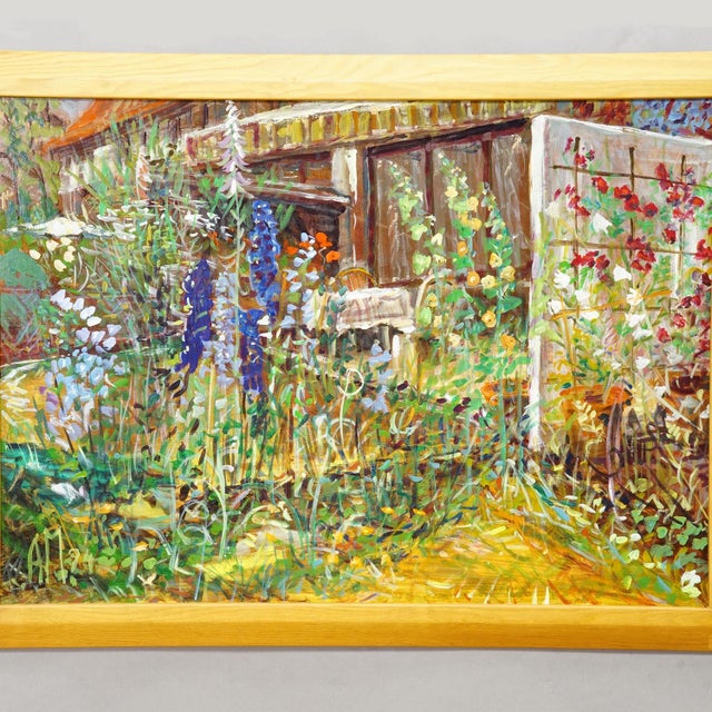 Impressionist Impressionistic Oil Painting of a Garden Scenery, Alexander Michael 1994 For Sale - Image 3 of 8