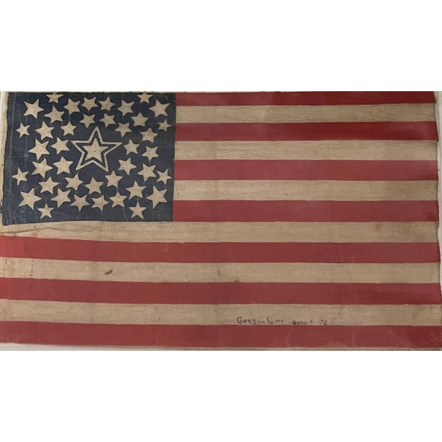 Real Antique 42 Star Flag With Halo Star Arrangement- Unframed Circa 1889 For Sale - Image 4 of 4