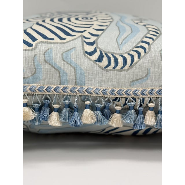 Clarence House Clarence House Tibet Pillow Cover in Pale Blue With Tassel Trim For Sale - Image 4 of 5