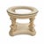 A beautifully crafted round accent table featuring an intricately carved wooden base and a clear glass top. The sculpted...