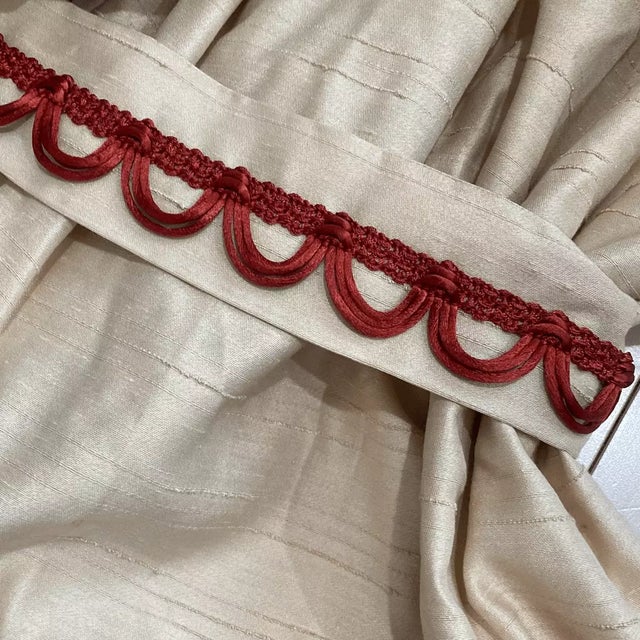 Vintage Silk Curtain Panel Pencil Pleat Handmade Beige Well crafted curtain made out of silk fabric with lining and...