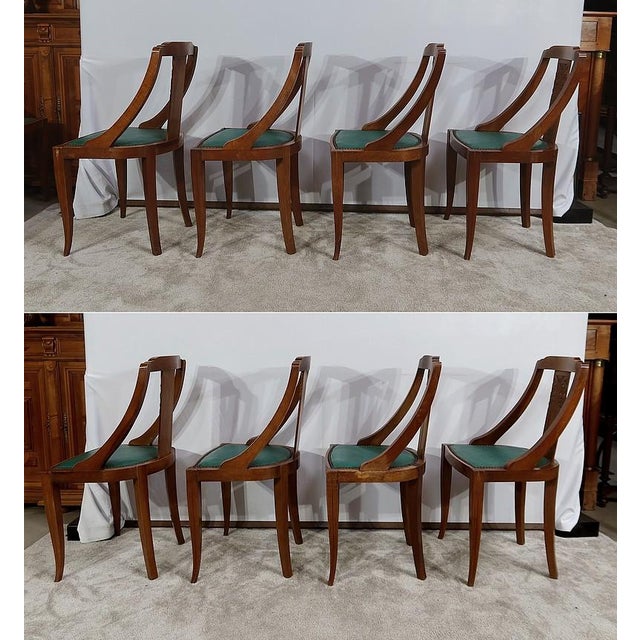 Wood Art Deco Gondola Chairs in Walnut, 1930, Set of 8 For Sale - Image 7 of 18