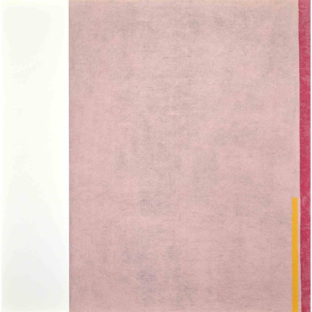 Modern Eleni Zerva, Green Cosmos, Pink, Lithograph, 1971 For Sale - Image 3 of 3