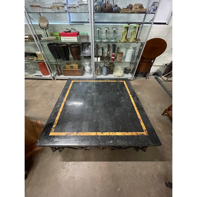 Vintage Faux Tiled Marble Top Square Coffee Table For Sale - Image 11 of 16