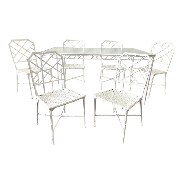 Brown Jordan Garden Dining Set by Hall Bradley "Calcutta" - Set of 7 For Sale