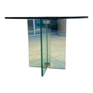 Mid-Century Modern Glass Pedestal Base Dining Table Manner of Leon Rosen for Pace Collection