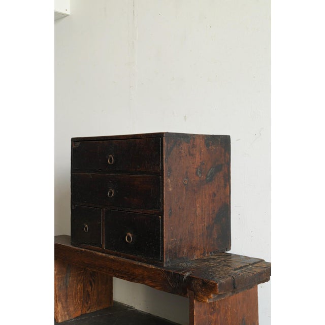 Wood Antique Japanese Wooden Drawer Chest / Edo Period, 1770s / Rare Inscribed Piece For Sale - Image 7 of 18