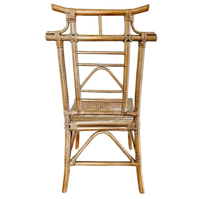 Mid-Century Hollywood Regency Bamboo & Rattan Pagoda Writing Desk and Chair Set - 2 Piece For Sale - Image 9 of 11