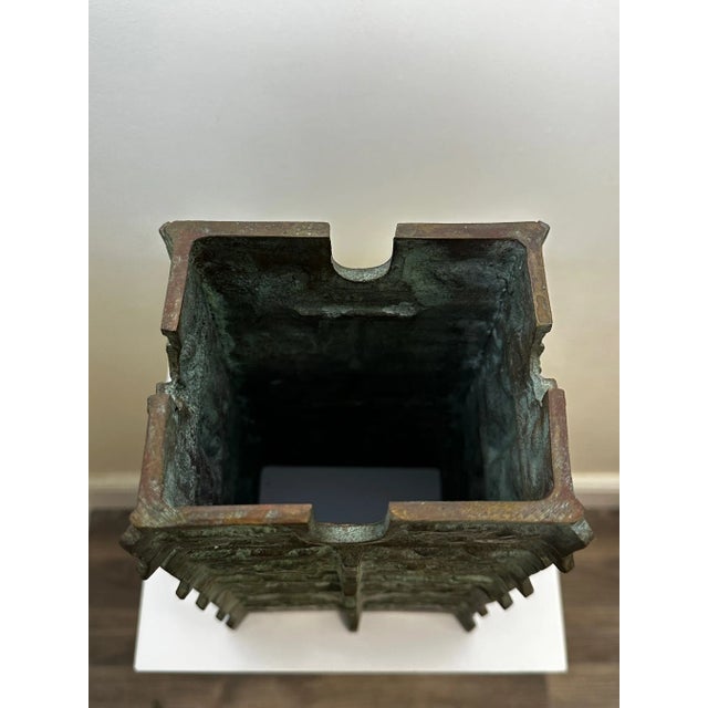 Early 20th Century Small Chinese Bronze Patina Lamp Base Sculpture With Verdigris Patina For Sale - Image 9 of 11