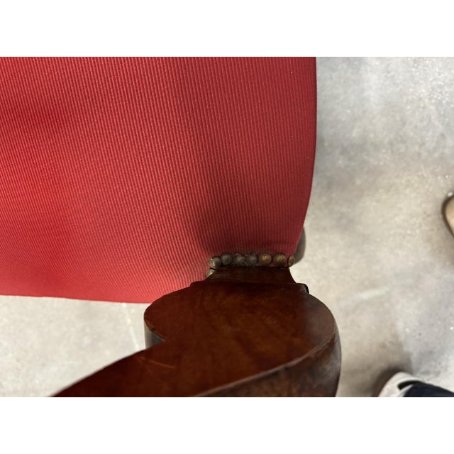 Louis-Philippe Style Office Chair in Walnut and Red Fabric, 1890s For Sale - Image 6 of 12