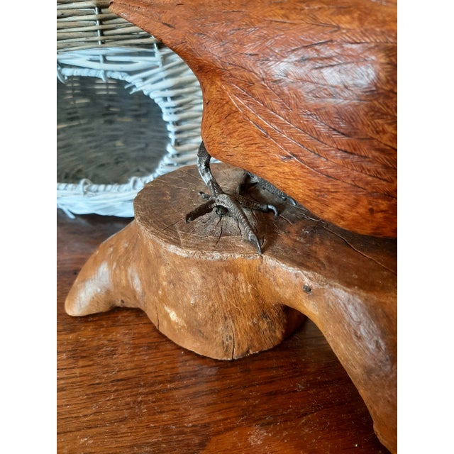 Vintage Folk Art Carved Wood Bird Quail For Sale - Image 10 of 12